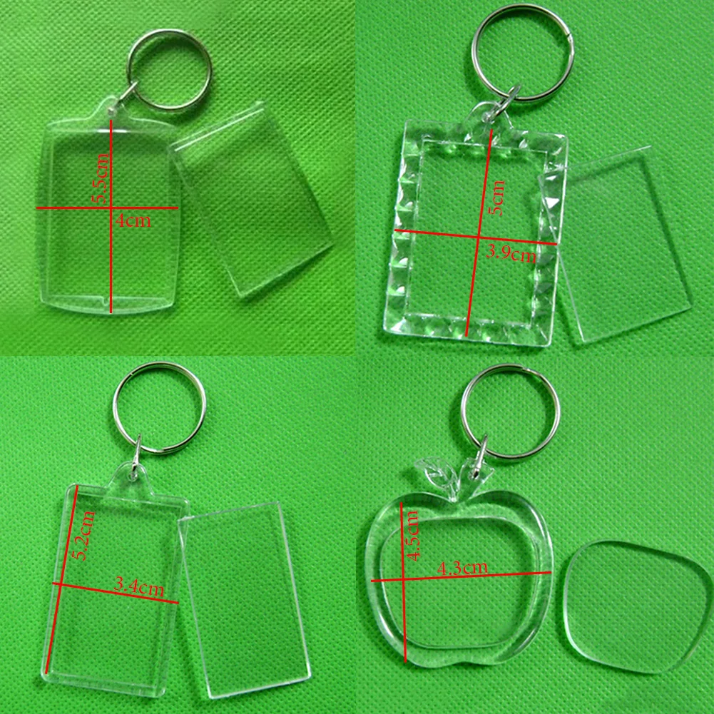 Fashion Acrylic Insert Photo Picture Frame Keyrings Rectangle Transparent Blank Keychain DIY Split Ring Key Chain Gift | Украшения и