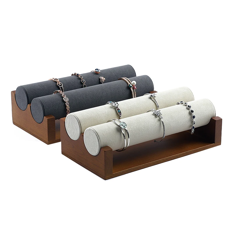 

2Pcs Solid Wood Single Layer Bracelet Holder Watch Display Props Bracelet Hair Ring Head Rope Jewelry Storage Rack