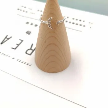

Hemp Rope Moon Ring Women's Korean Version Simple Zircon Inlaid Moon Star Ring Jewelry Wholesale Qxr86