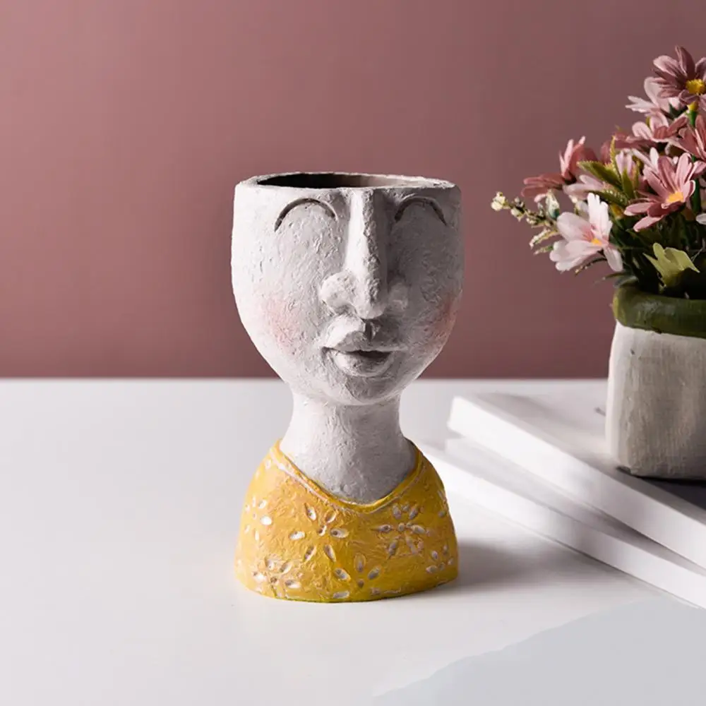 

Family Member Modern Style Creative Portrait Human Head Vases Decorative Ornaments Resin Home Art Decor Office Desktop Decor