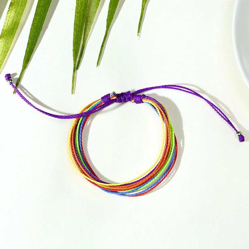 Браслет с радужным воском водонепроницаемый регулируемый ЛГБТ гордыня гей парад