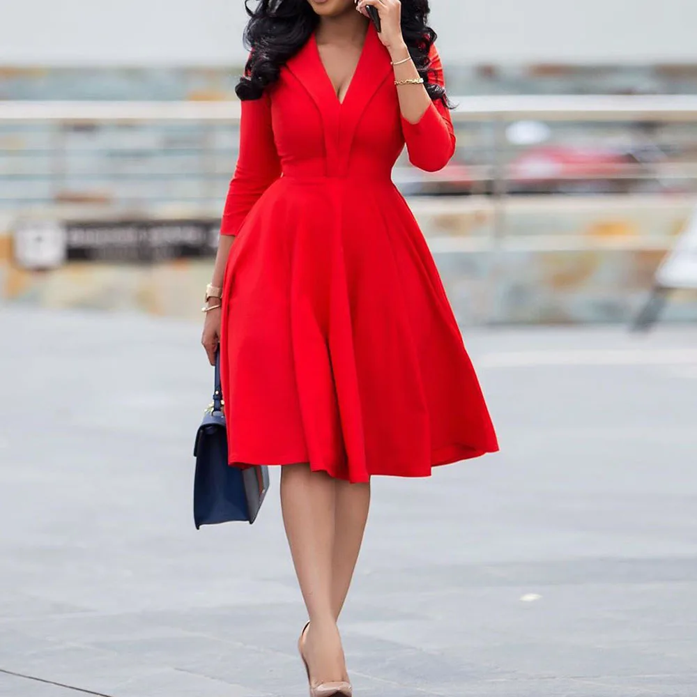 Женское офисное платье в африканском стиле элегантное сексуальное черное с v