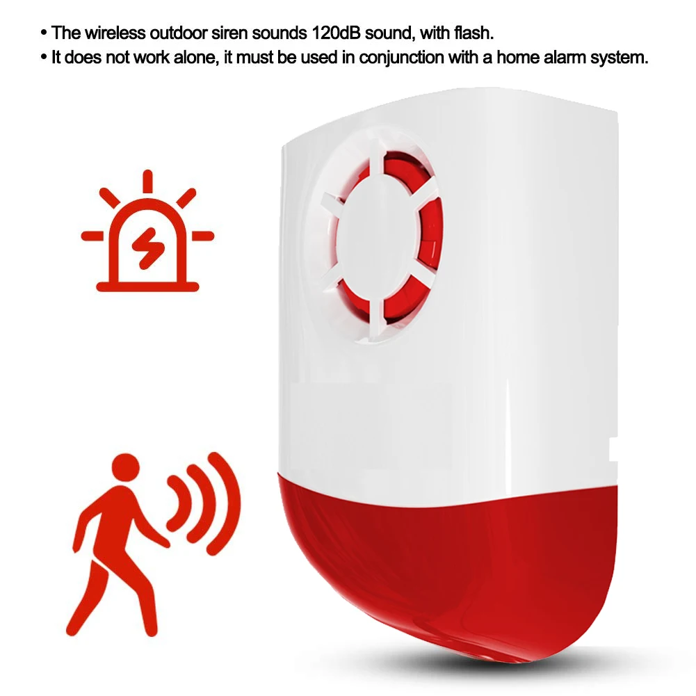 120dB для дома и улицы Беспроводной мигающая сирена мерцающий светильник система