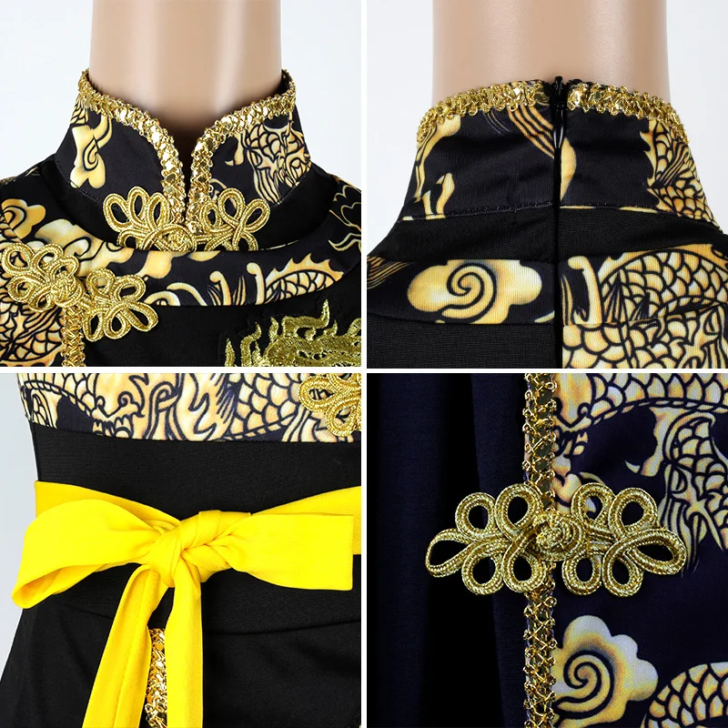 

Dance Team Jazz Costume Dragon Pattern Embroidery Short Dress Chinese Style DJ DS Bar Nightclub Sexy Costumes Women Rave Outfits
