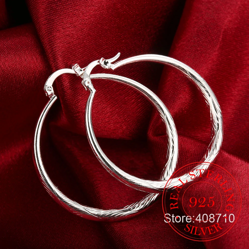 925 Sterling Silver Hip Hop Round Earrings for Women Large Circle4.0cm Piercing Hoop Earring Dropship Suppliers