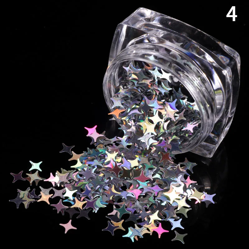 

6 Bottle/Set Shining Nail Art Glitter for Manicure Silver Mirror Irregular Paillette Flake Sequins Cross Nail Art Decoration