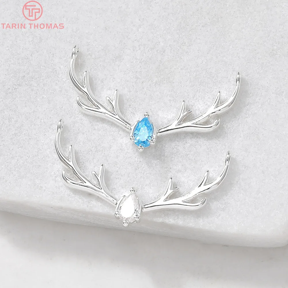 (1037)2 шт 29x16 мм отверстие 1 24 к позолоченная латунь с коннектором оленя из циркония