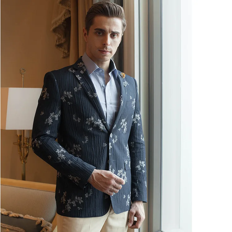 New Arrival Young Fashion High End Wedding Banquet Formal Mens Suit Jacket Blazers Casual Flower Plus Size M L XL XXL 3XL 4XL | Мужская