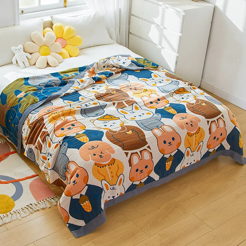 Offerte Coperta Carina Puro Cotone Leone Cuore Stampato Estate Bambini Adulto Ufficio Casa Copridivano Biancheria Da Letto Tiro Morbido Trapunta Traspirante Da Viaggio