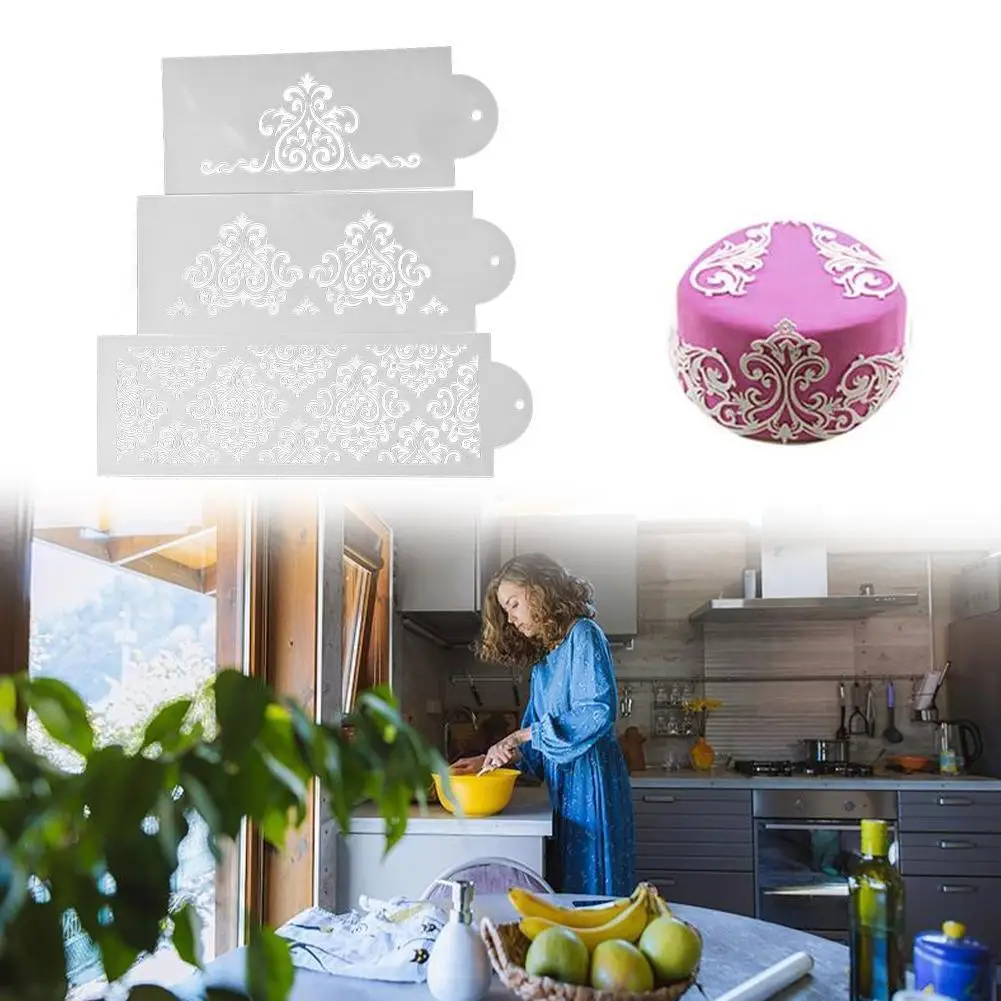 

DIY Bohemian Style Plastic Sugar Sieve Mold Fondant Decoration Hollow Mold Tools Baking Template Printing Cake Wedding Edge S4N6