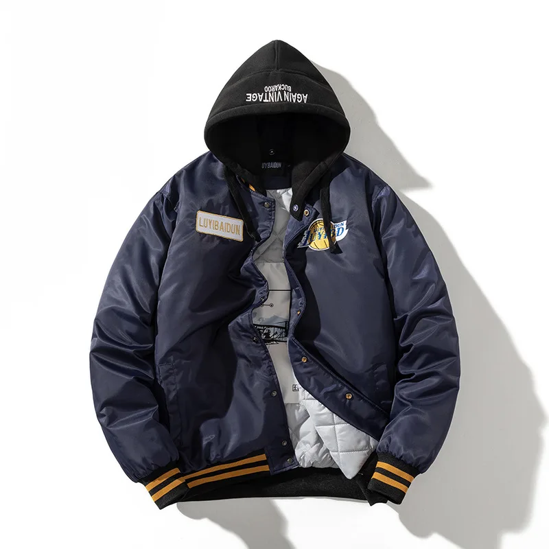 Куртка-бомбер мужская со съемным капюшоном и хлопковой подкладкой | Мужская