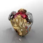 Роскошное кольцо в виде кобры золотого и серебряного цвета с красным кристаллом, мужское кольцо для коктейвечерние, Крутое кольцо в стиле панк, ювелирные изделия