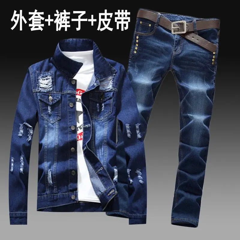 

Qiu dong season men jean jacket new tide cowboy pants a suit jacket handsome men's clothing of cultivate one's morality