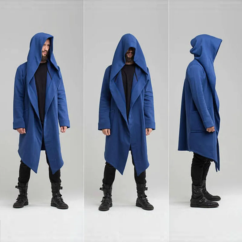 

Men's Hooded Cardigan Trench Coat Streetwear Solid Color Hooded Windbreaker with Hood Autumn/Winter Jackets Men Trench Coat 2022