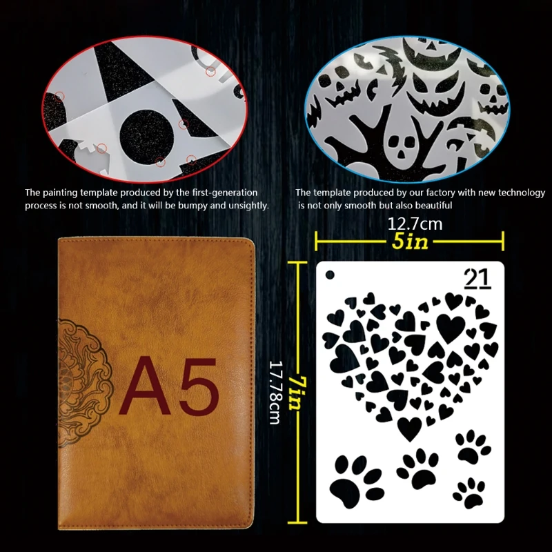 

24 Pack Journal Planner Stencils, Reusable Bullet Stencils Set for A5 Notebook & Most Journals, Includes Letter Stencil, &