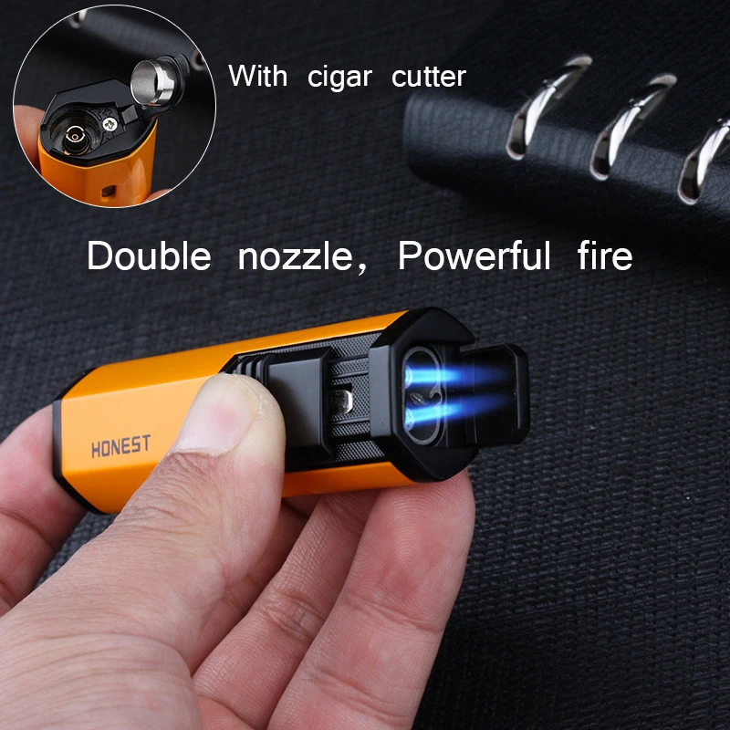 HONEST Torch Lighter Windproof Double Spray Gun Jet Butane Cigar Multifunction With Cutter | Дом и сад