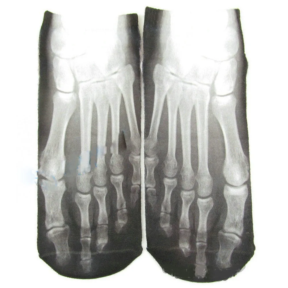 

1 Pairs Short Socks 3D Printed Skeleton Bone Punk Socks Fashion Hosiery Breathable Casual Ankle Socks Low Cut Cotton Socks