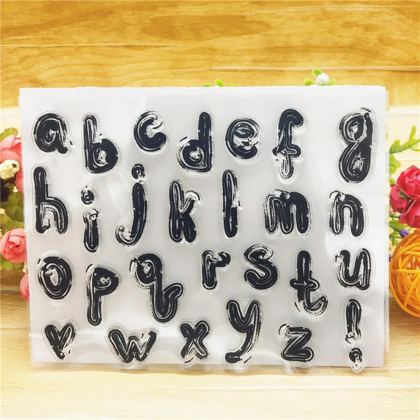 14x18 см 26 прописных букв прозрачный печать прозрачные наклейки силиконовый валик