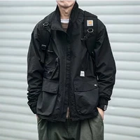 japanese retro functional wind pocket stand collar jacket men and women trendy brand loose casual all match windbreaker jacket