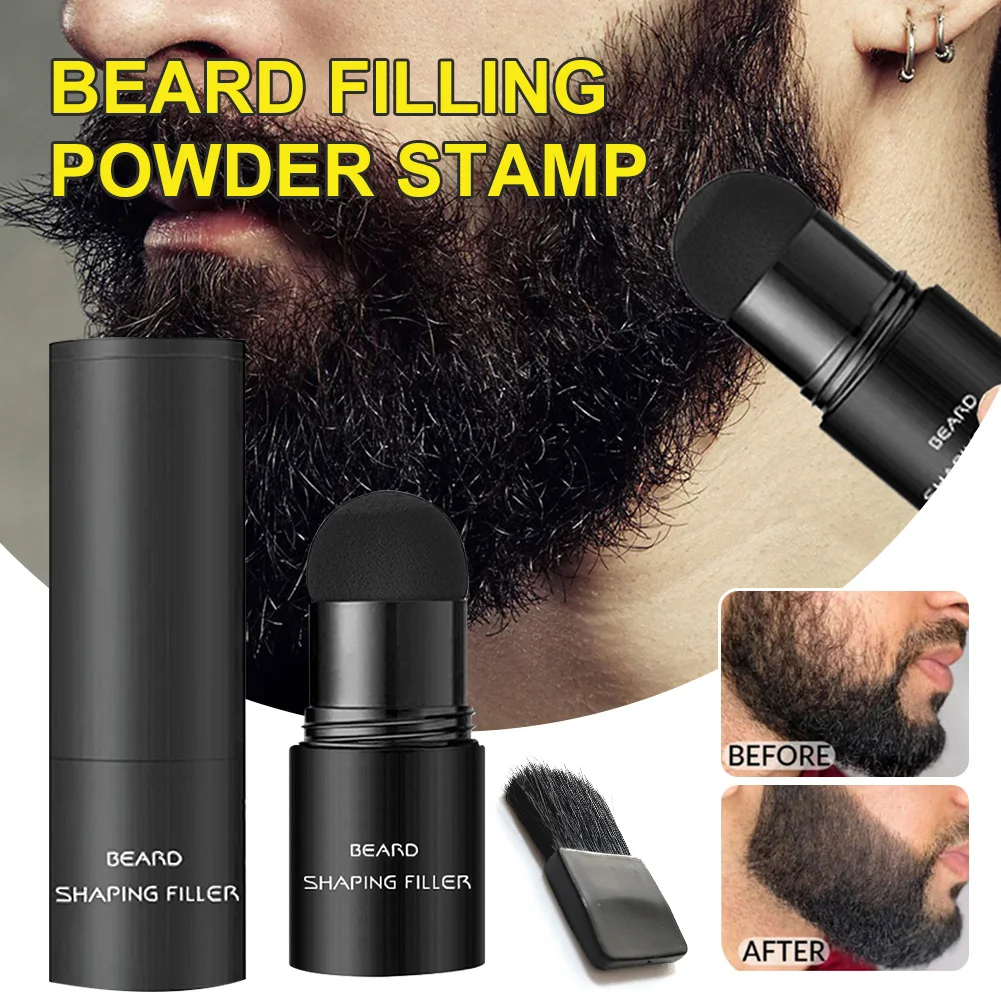 

Hot Sale Beard Filler Beard Filling Powder Stamp Waterproof Mustache Repair Enhancer Shaping Stamp For Men Black/dark Brown 27g