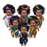 black doll baby 20cm doll african black girl baby lifelike simulation toy with green orange flower skirt for kids gifts festival