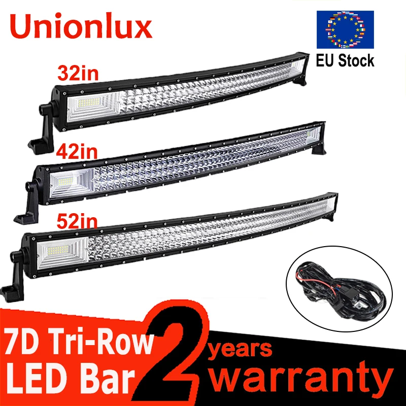 

7D Tri-Row Curved 24/32/42/52inch Offorad LED Light Bar Auto Truck Roof LED Bars Combo for 4x4 SUV ATV Driving Lamp 12V 24V