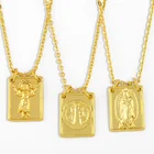 Ожерелье FLOLA с позолотой Девы Марии для женщин, полированное ожерелье с кулоном с Иисусом, католические украшения Дева Мария, подарки nkes14