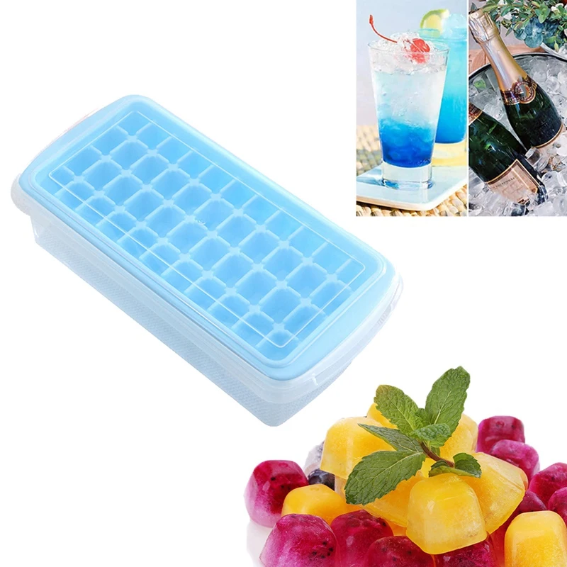 Ice Cube Tray with Lid and Bin 44 Nugget Silicone for Freezer Comes Container Scoop Cover | Дом и сад