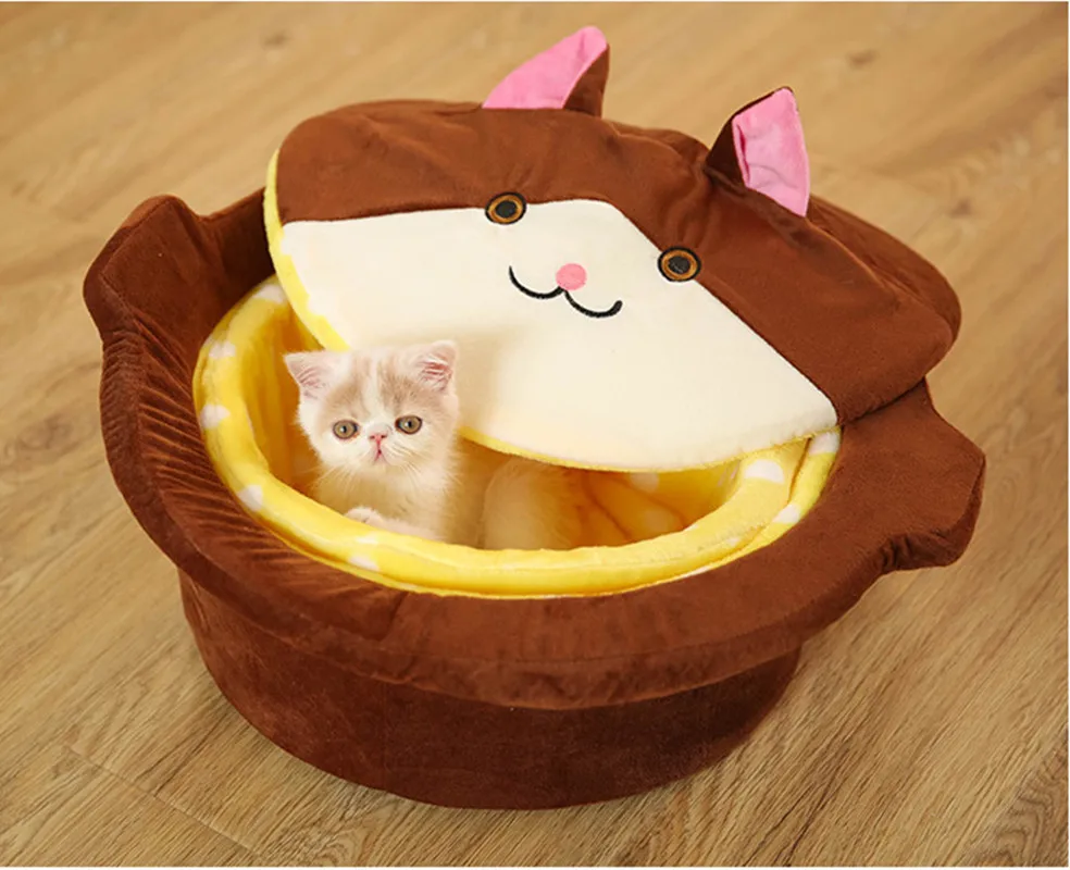 

at Bed Cat Pot Velvet Removable Washable Warm in Winter Four Seasons General House Villa Enclosed Cat House Supplies