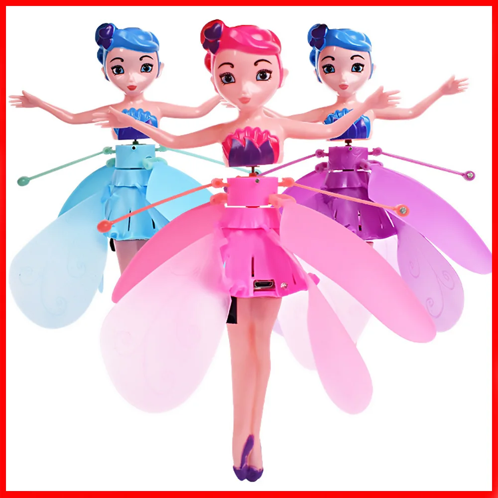 Игрушка Летающая девочка пластиковый жест индукционный сверкающий светодиодный