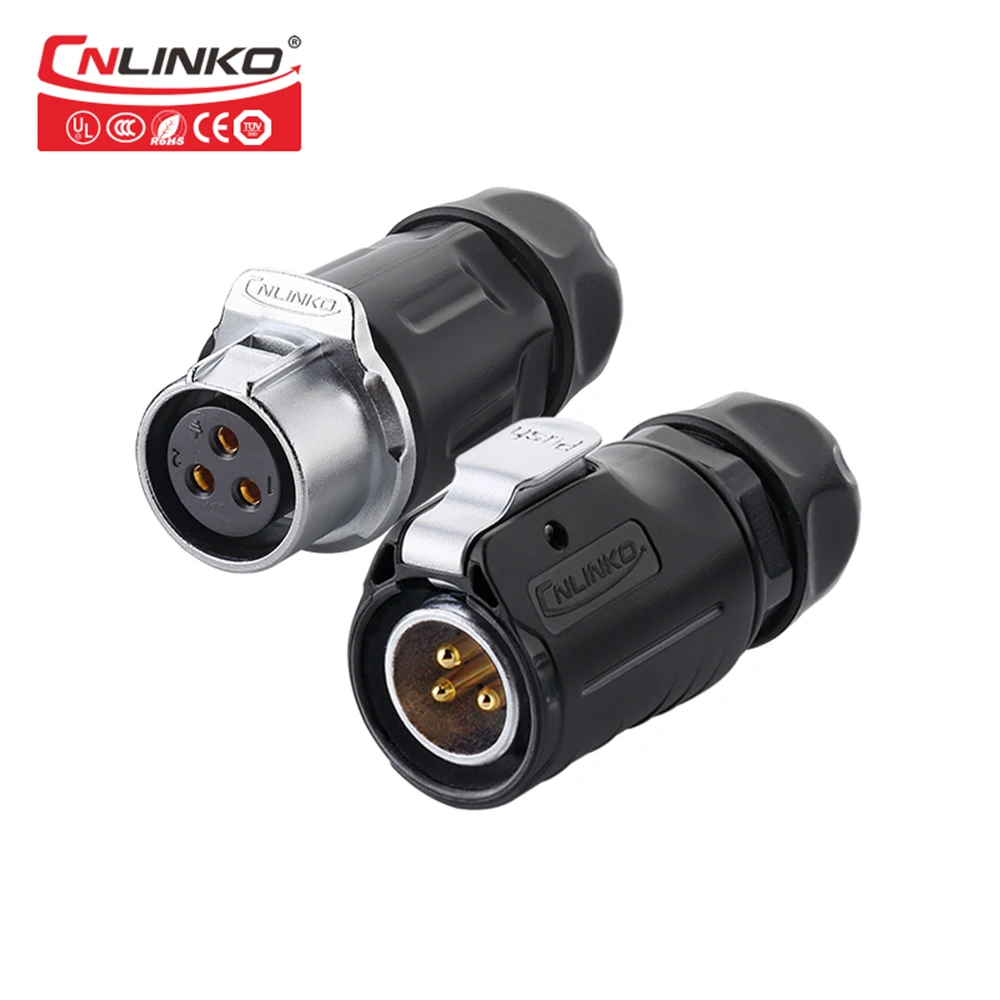 

CNLINKO Aviation 3 Pin Waterproof Circular Plug Adapter M20 In-line Cable Connector Outdoor IP67 AC Power Connector