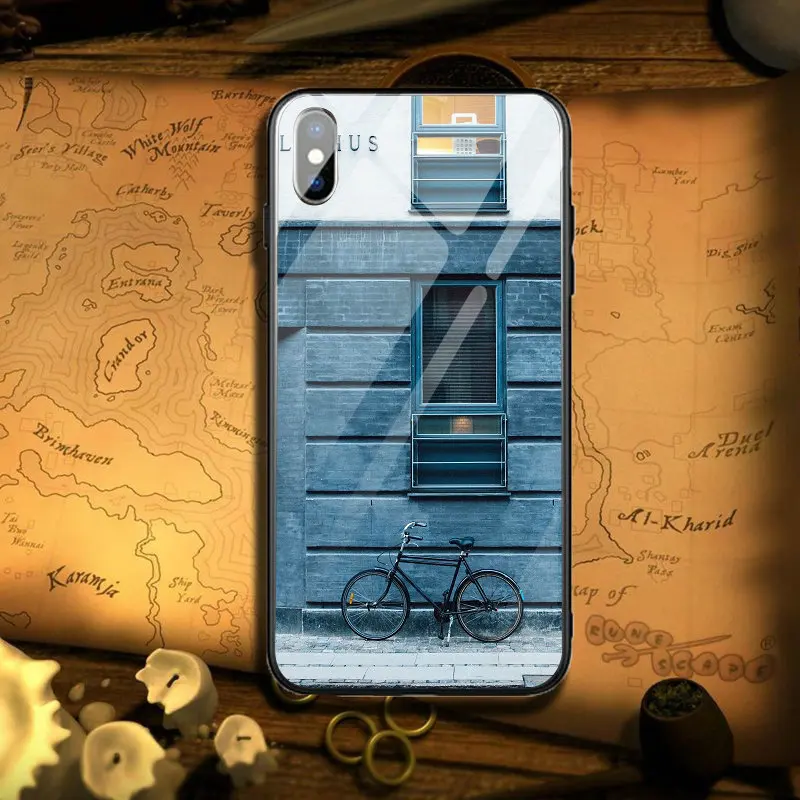 Чехол для телефона из закаленного стекла велосипеда велоспорта iPhone 5 5S SE 8 7 Plus X XR XS