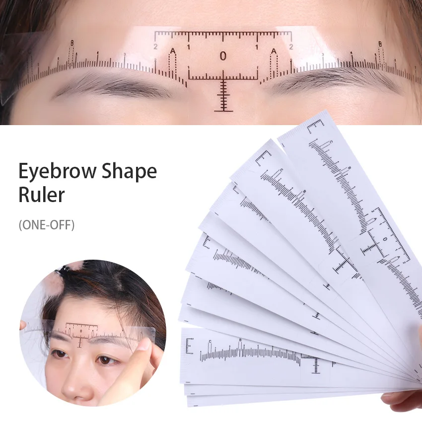 

Disposable 10PCS/Pack Eyebrow Ruler Sticker Eye Brow Stencil Eyebrow Line Adhesive Microblading Guide Permanent Makeup Tool