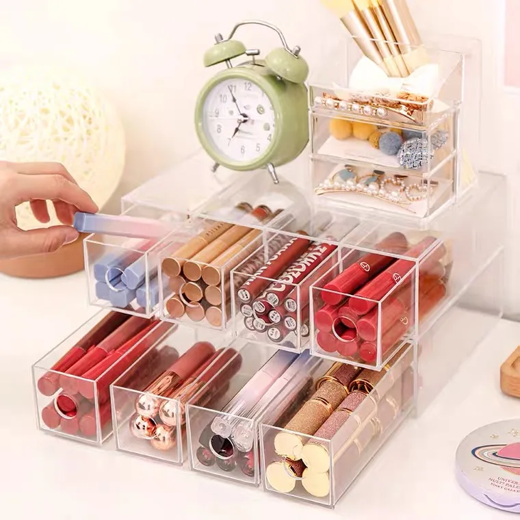 

4 Grids Large Capacity Acrylic Cosmetic Storage Box Makeup Brushes Organizer Pencil Lipstick Holder Makeup Tools Organizer Case