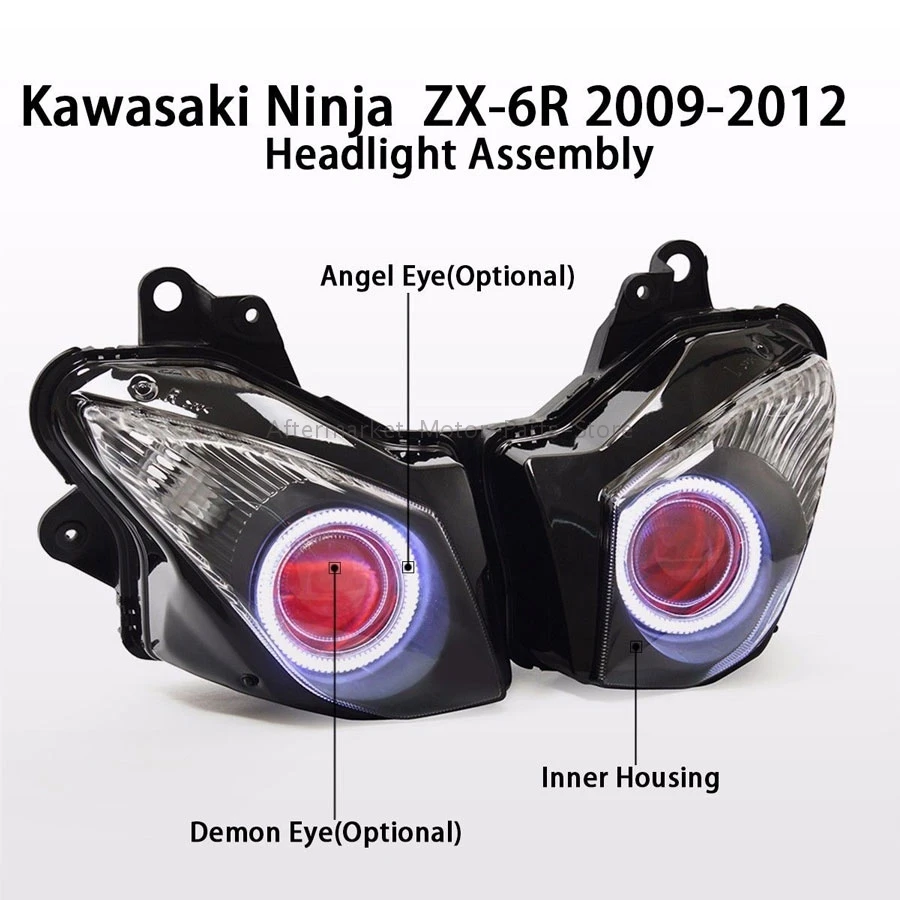 Мотоциклетная фара в сборе для Kawasaki Ninja ZX6R 09 12 настраиваемый HID проектор