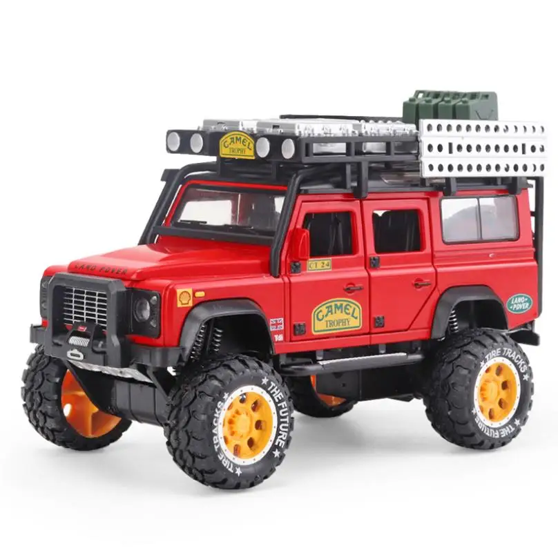 

1/28 Diecasts & Toy Vehicles Defender Camel Trophy Car Model Sound&Light Collection Car Toys For Boy Children Gift brinquedos