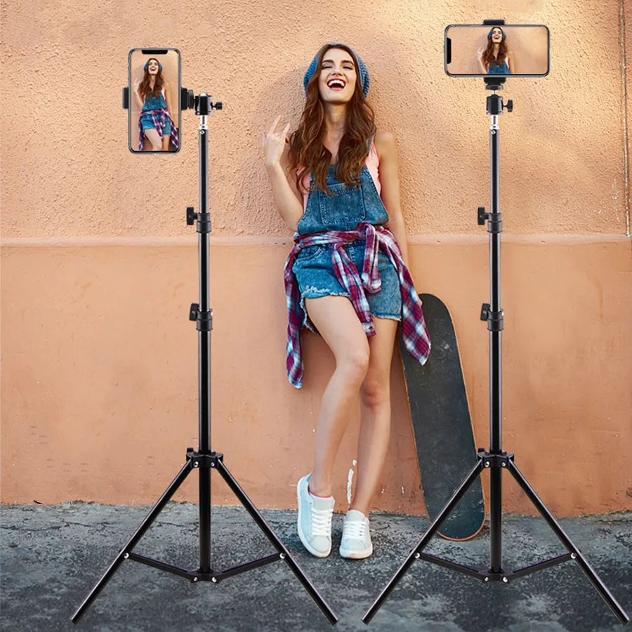 Алюминиевый штатив с зажимом для телефона для камеры Gopro DSLR Xiaomi Huawei Штатив для сотового телефона для живой съемки селфи для кольцевой камеры