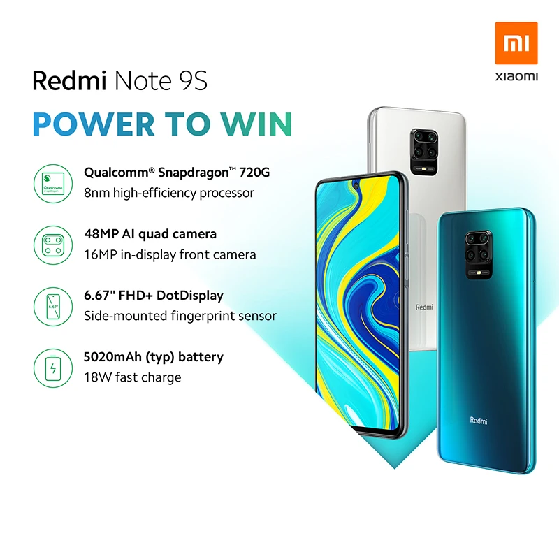 Глобальная версия Xiaomi Redmi Note 9S 6 ГБ ОЗУ 128 ROM смартфон с 48MP Quad камеры Snapdragon 720 Octa Core 67