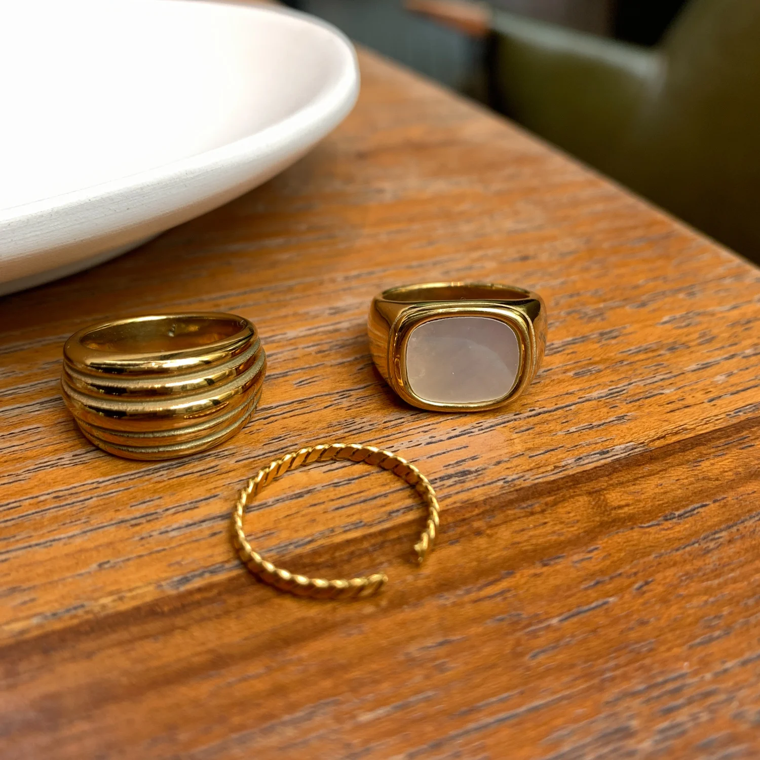 Парные кольца 2021 трендовые большие маленькие квадратные с белым опалом для