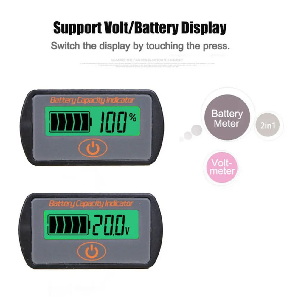 

12 V Lead Acid Battery Percentage Electricity Meter Voltmeter Electric Quantity Display Power Down Memory Function