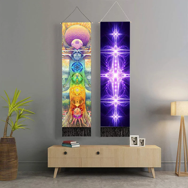 Indian Seven Chakra Meditation Wall Paintings Printed home background decorative painting Living room hanging scroll | Дом и сад