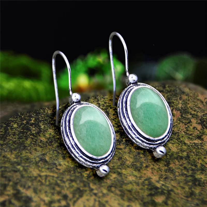 Женские серьги из натурального агата винтажные с подвеской покрытый серебром