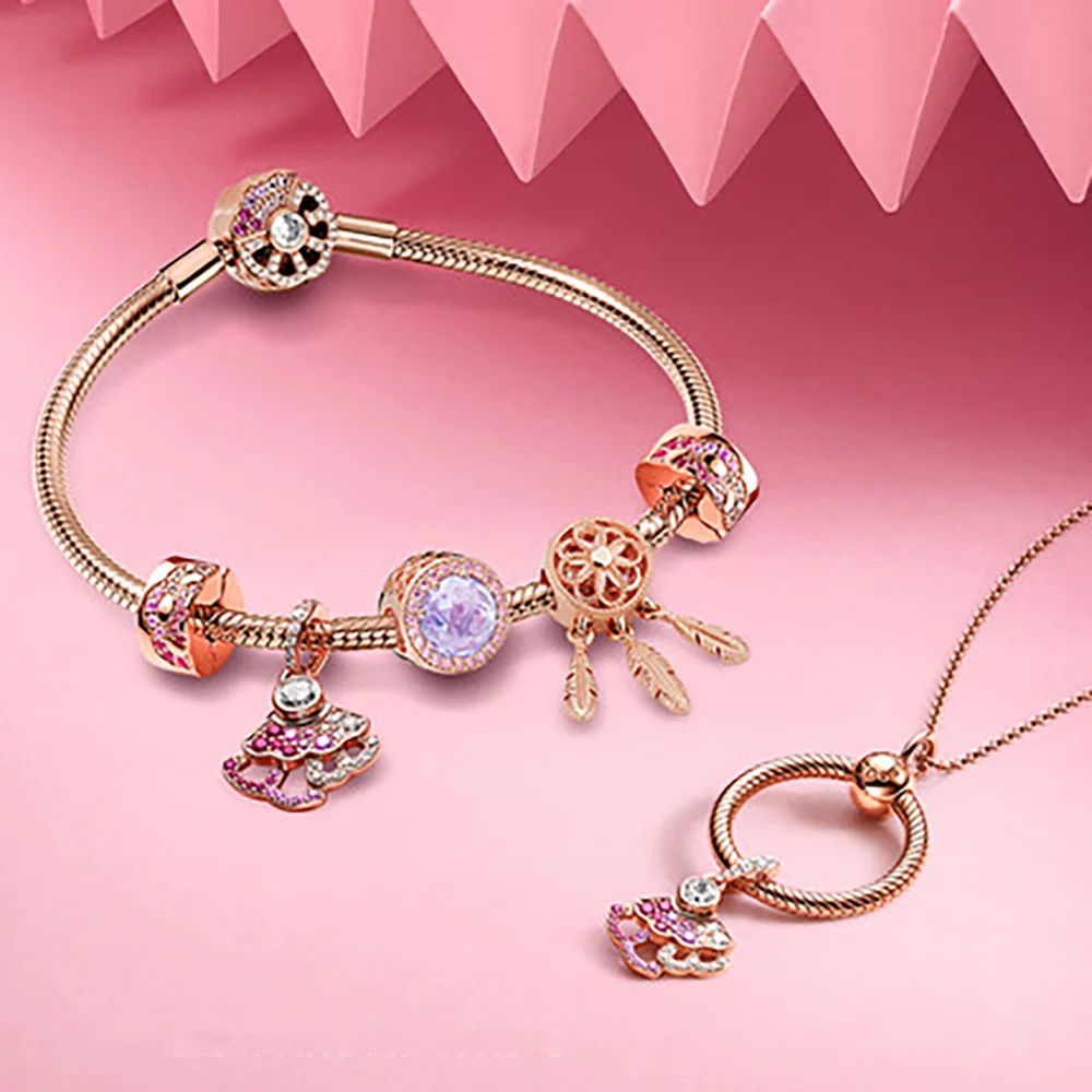 

Ahthen 925 Sterling Silver Bead Fan Pattern Spacer Clip Charms fit Original Pandora Bracelets for Women Jewelry Making Girl Gift