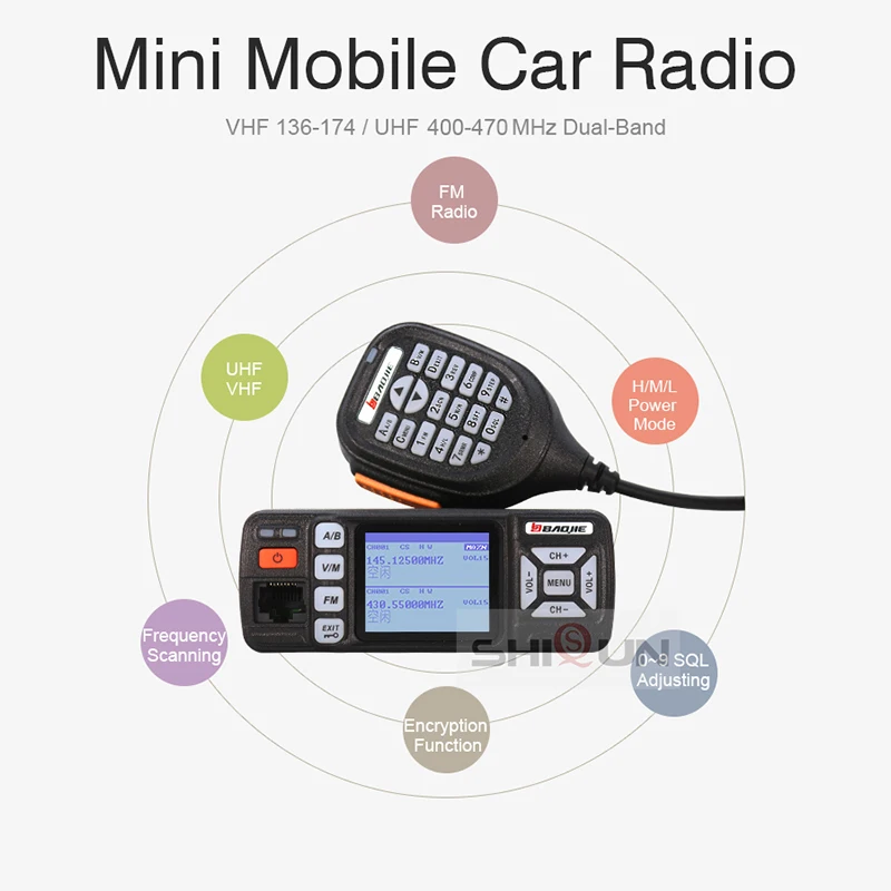 BJ-318 Baojie Автомобильная рация Двухдиапазонная VHF UHF мобильный радиоприемник 20/25 Вт