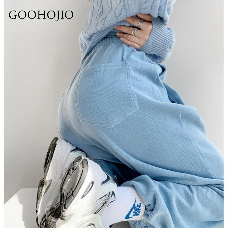 

GOOHOJIO 2021 New Spring and Autumn All-match Sweatpants Women High Waist Trousers for Ladies Casual Women Elastic Band Pants