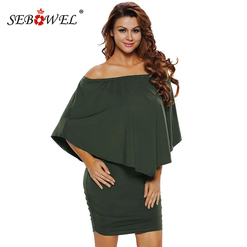 Женское платье пончо с открытыми плечами облегающее короткое многослойными