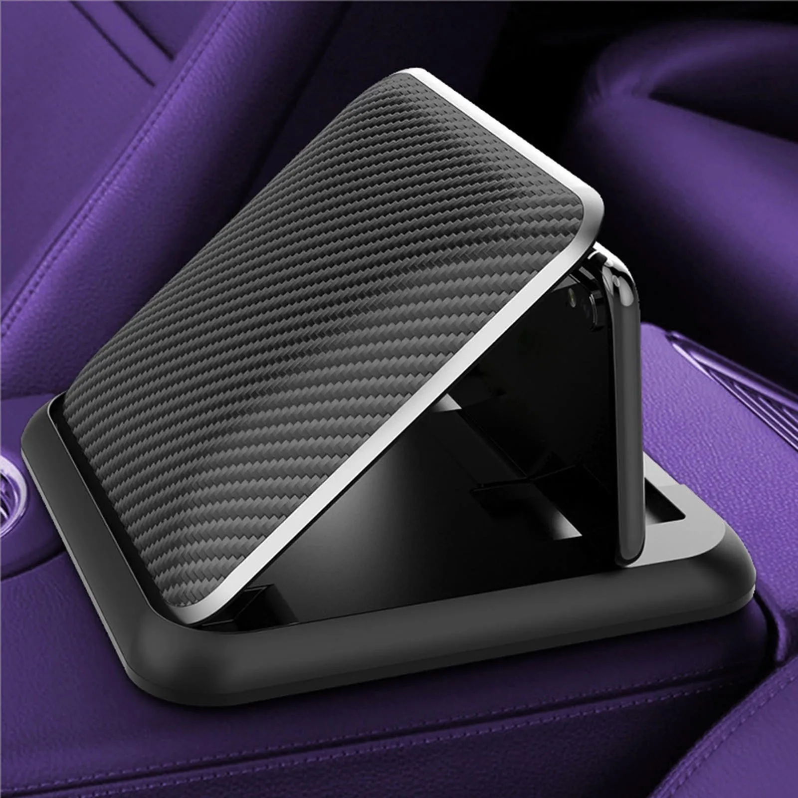 

ABS Plastic Adjustable Car Phone Holder Pad Mount Pad Mat Phone Stand for Dashboards Armrest Music Playing Smartphones Black