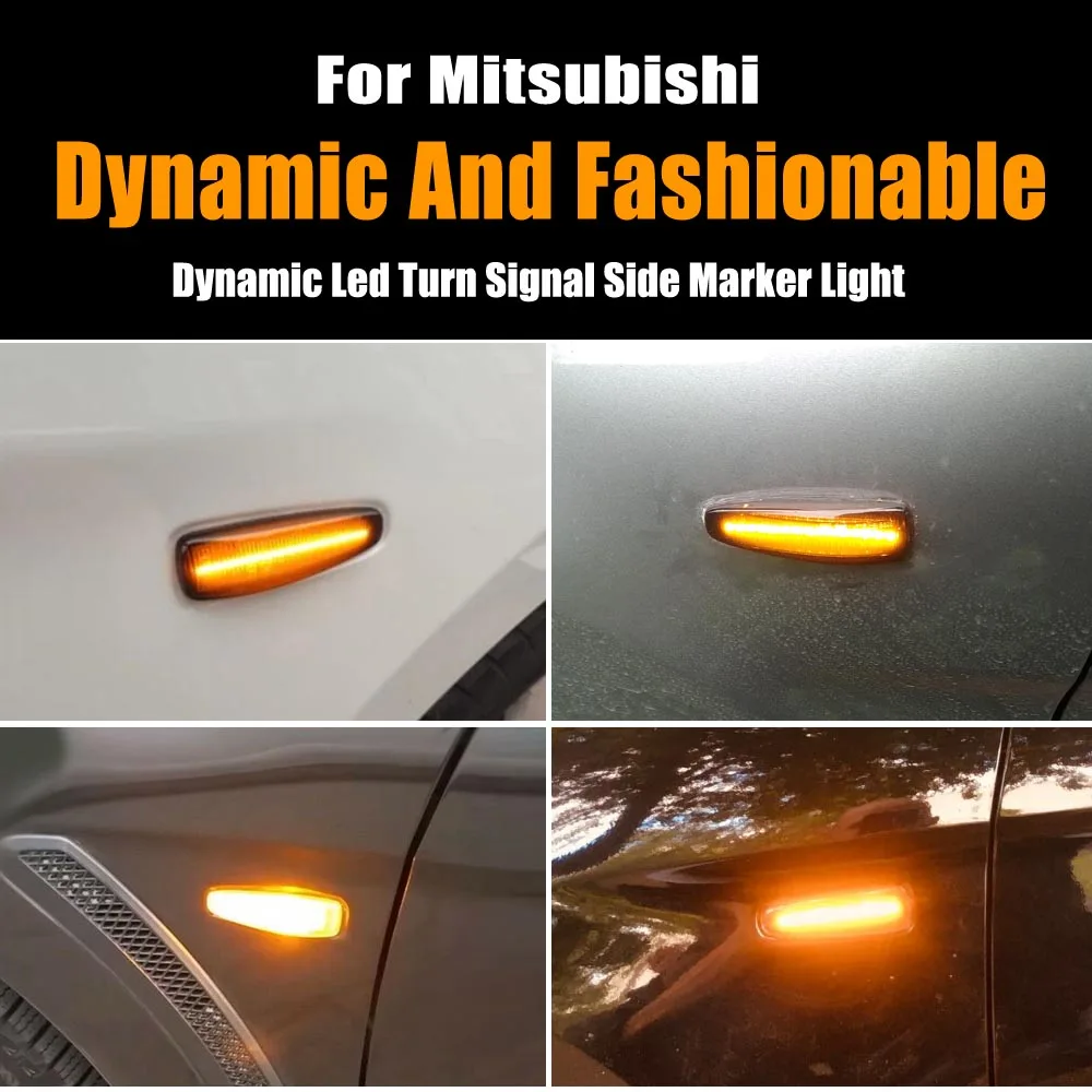LED Dynamic Turn Signal Light Side Fender Marker Lamp Trim For Mitsubishi Lancer Evolution Evo X Outlander Sport RVR ASX Mirage |