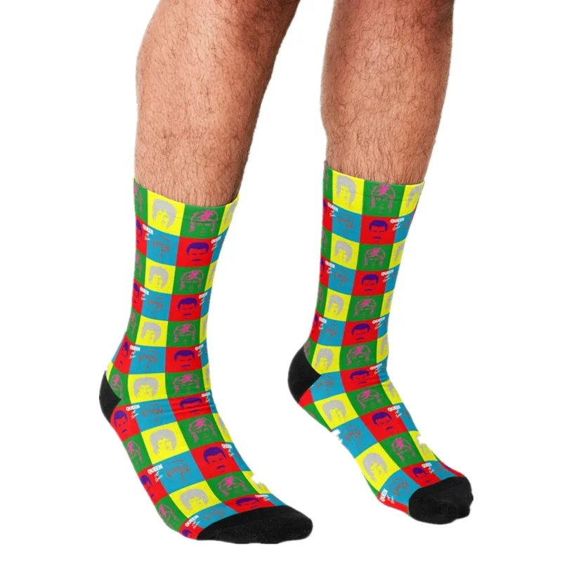 

Забавные мужские носки Freddie Mercury красочные королевы Харадзюку хип-хоп мужские счастливые носки милые уличные стильные сумасшедшие носки дл...