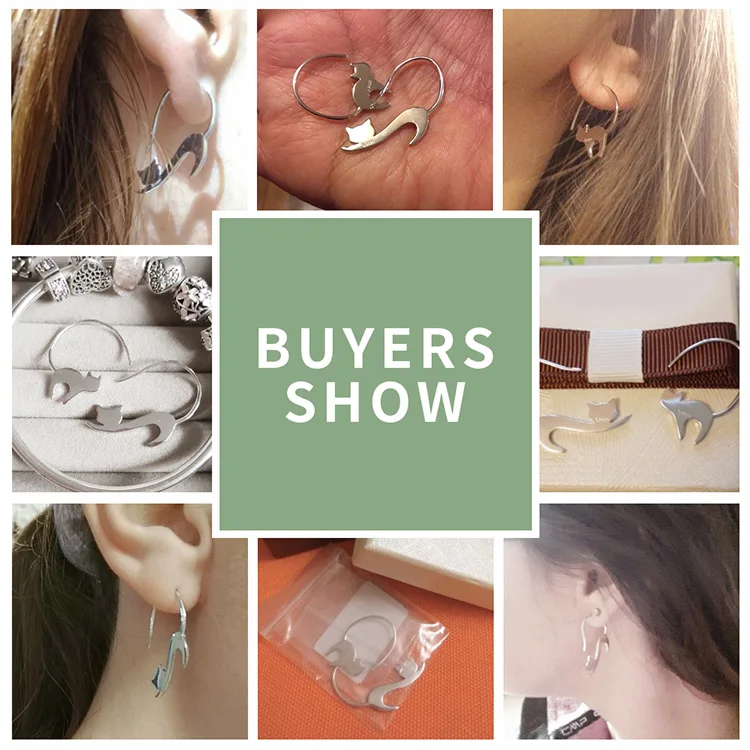 Женские серьги гвоздики WOSTU из 100% стерлингового серебра 925 пробы с милым котом для